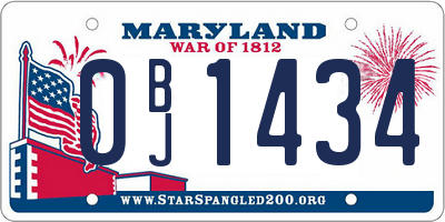 MD license plate 0BJ1434