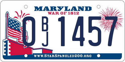 MD license plate 0BJ1457
