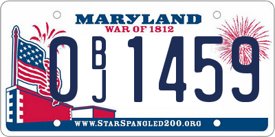 MD license plate 0BJ1459