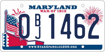 MD license plate 0BJ1462