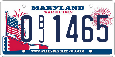 MD license plate 0BJ1465