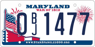 MD license plate 0BJ1477