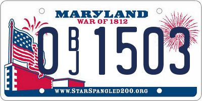 MD license plate 0BJ1503