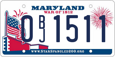 MD license plate 0BJ1511