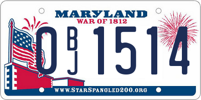 MD license plate 0BJ1514
