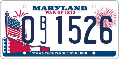 MD license plate 0BJ1526