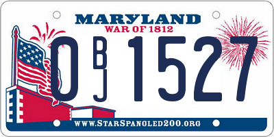 MD license plate 0BJ1527