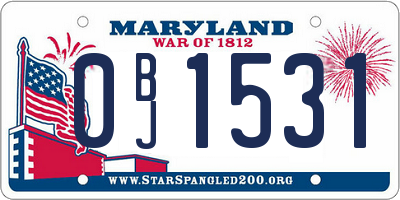 MD license plate 0BJ1531