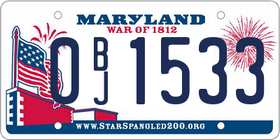 MD license plate 0BJ1533