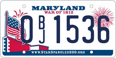 MD license plate 0BJ1536