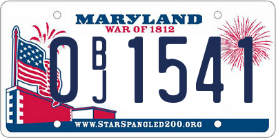 MD license plate 0BJ1541
