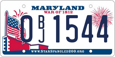 MD license plate 0BJ1544