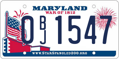 MD license plate 0BJ1547