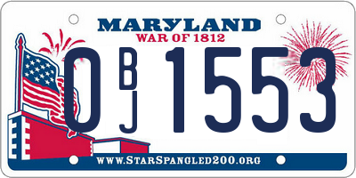 MD license plate 0BJ1553