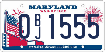 MD license plate 0BJ1555