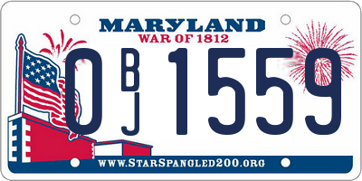 MD license plate 0BJ1559