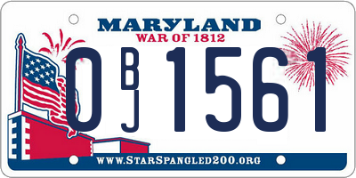 MD license plate 0BJ1561