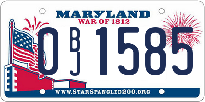 MD license plate 0BJ1585