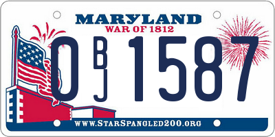 MD license plate 0BJ1587