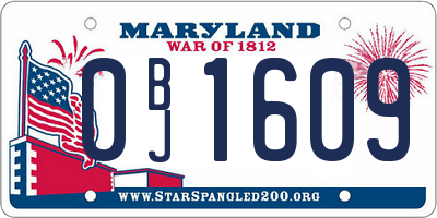 MD license plate 0BJ1609