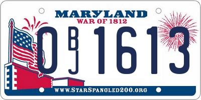 MD license plate 0BJ1613