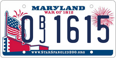 MD license plate 0BJ1615