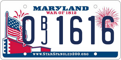 MD license plate 0BJ1616