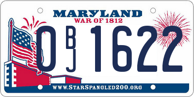 MD license plate 0BJ1622