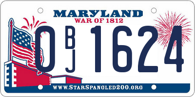 MD license plate 0BJ1624