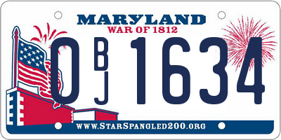 MD license plate 0BJ1634