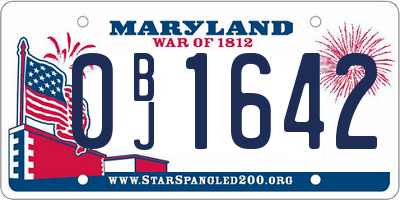 MD license plate 0BJ1642