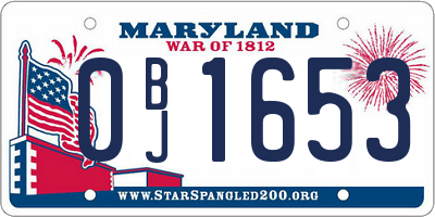 MD license plate 0BJ1653