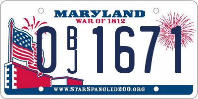 MD license plate 0BJ1671