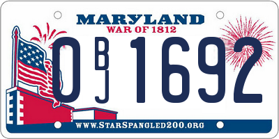 MD license plate 0BJ1692