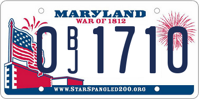 MD license plate 0BJ1710