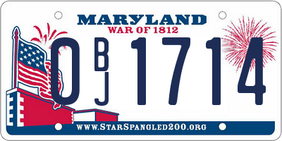 MD license plate 0BJ1714