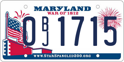 MD license plate 0BJ1715