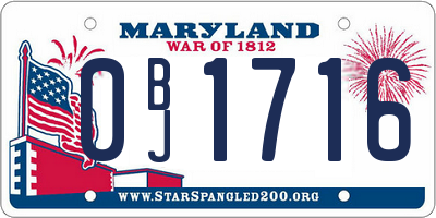 MD license plate 0BJ1716