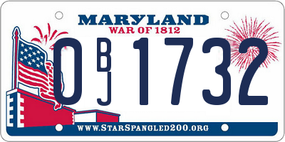 MD license plate 0BJ1732
