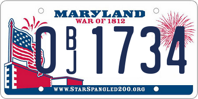 MD license plate 0BJ1734