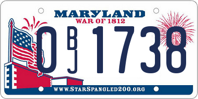 MD license plate 0BJ1738