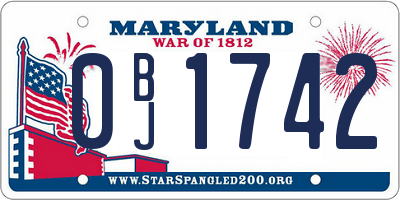 MD license plate 0BJ1742