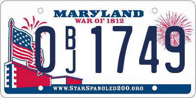 MD license plate 0BJ1749