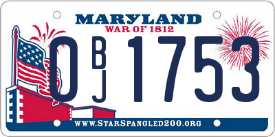 MD license plate 0BJ1753