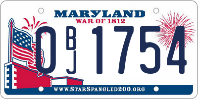 MD license plate 0BJ1754