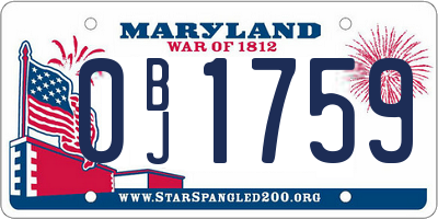 MD license plate 0BJ1759