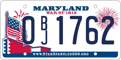 MD license plate 0BJ1762