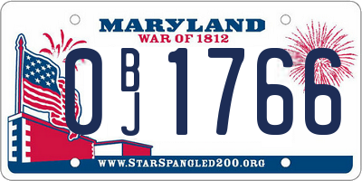 MD license plate 0BJ1766