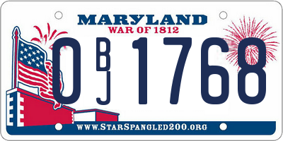 MD license plate 0BJ1768