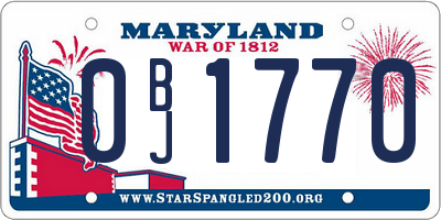 MD license plate 0BJ1770